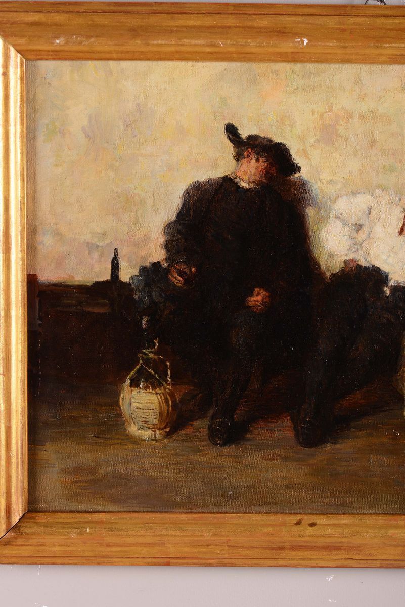 Vittorio Emanuele Bressanin (1860-1941) Attribuito Ascena di Osteria