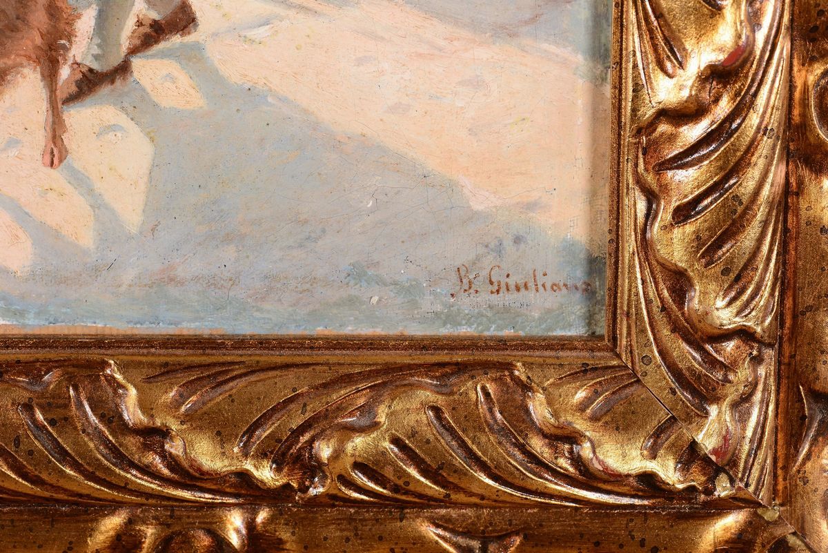 Bartolomeo Giuliano (1825-1909)contadinella con Capra sulla Neve