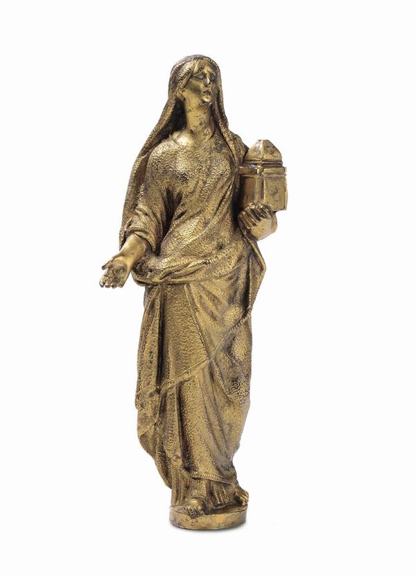 Figura di Santa in bronzo dorato, XVIII secolo
