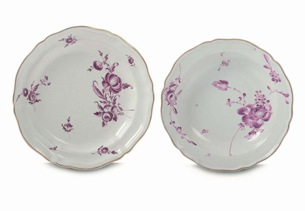 Two maiolica dishes, Lodi, workshop from the second half of the 18th century