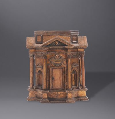 Elemento Architettonico in Legno Dorato e Dipinto, Italia Centrale XVII-XVIII Secolo