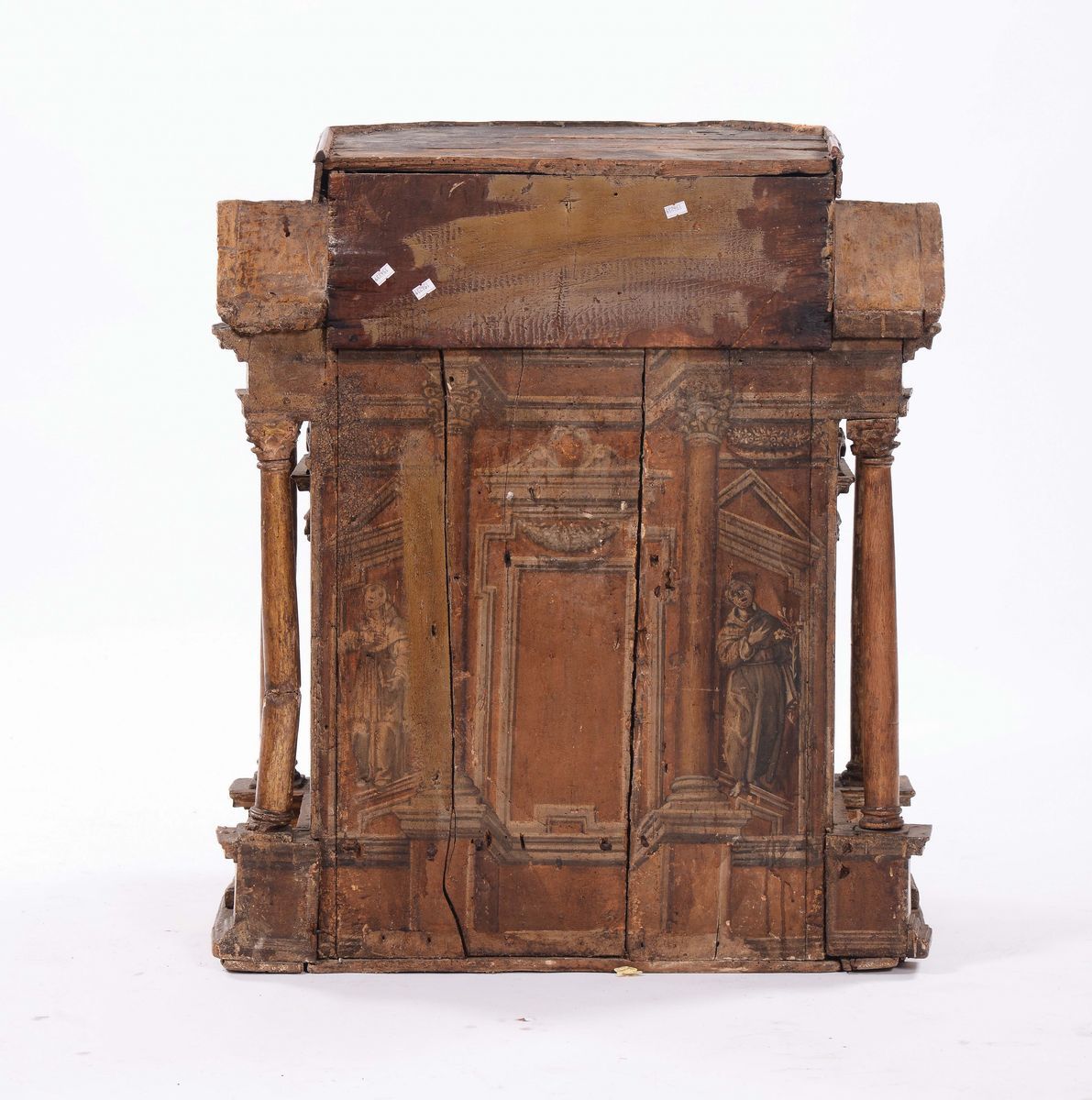 Elemento Architettonico in Legno Dorato e Dipinto, Italia Centrale XVII-XVIII Secolo