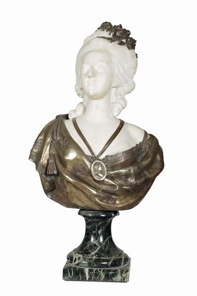 Busto in Bisquit Raffigurante Maria Antonietta, Sevres XIX-XX Secolo