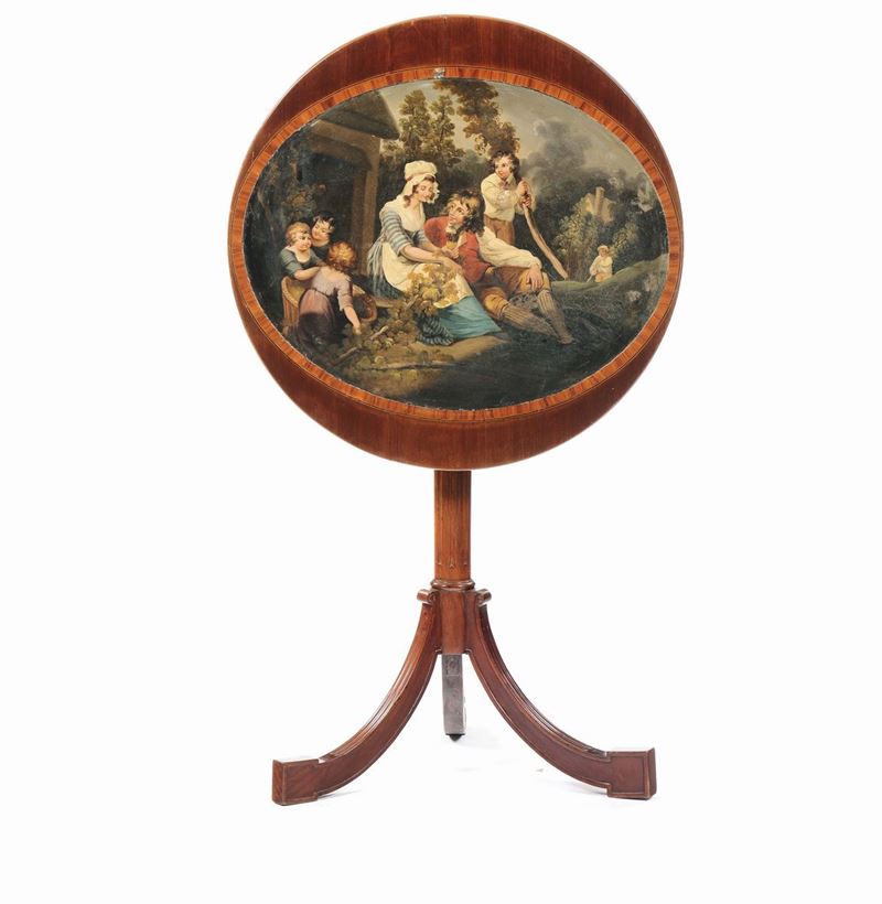 Tavolo a vela in mogano con piano dipinto, Inghilterra XIX secolo  - Asta Importanti Arredi e Oggetti d'Arte - Cambi Casa d'Aste