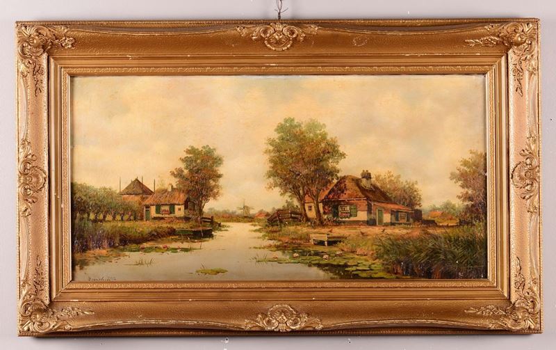 Scuola olandese del XIX secolo Paesaggio  - Auction Asta a Tempo Antiquariato - II - Cambi Casa d'Aste