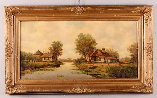 Scuola del XIX secolo Paesaggio olandese