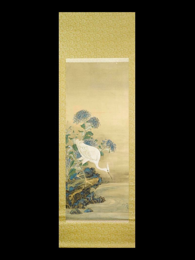 Dipinto su carta raffigurante uccello del paradiso, Cina, Dinastia Qing, XIX secolo  - Asta Arte Orientale - Asta Online - Cambi Casa d'Aste