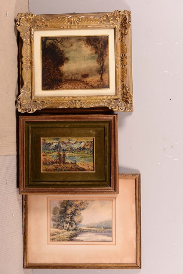 Lotto di tre dipinti diversi, inizio XX secolo