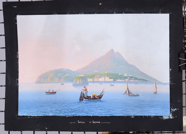 Anonimo del XIX-XX secolo Veduta dell'isola di Ischia