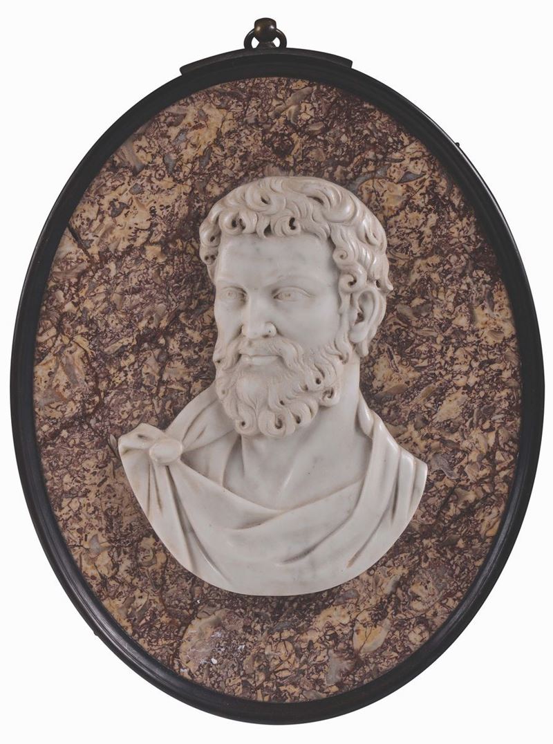 Profilo virile in marmo bianco, Roma XVIII secolo  - Asta Scultura e Oggetti d'Arte - Cambi Casa d'Aste