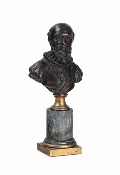 Busto di Poeta in Bronzo, Francia XIX Secolo