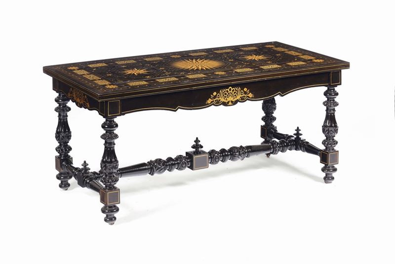 Tavolo da centro in palissandro interamente lastronato ed intarsiato in avorio, Lombardia XVIII secolo  - Auction Fine Art - Cambi Casa d'Aste