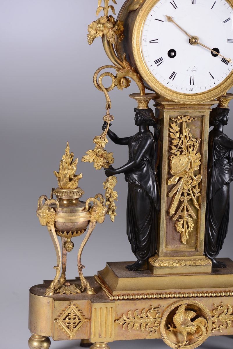 Pendola da Tavola in Bronzo Dorato, Philippe Thomire, Francia, XVIII-XIX Secolo