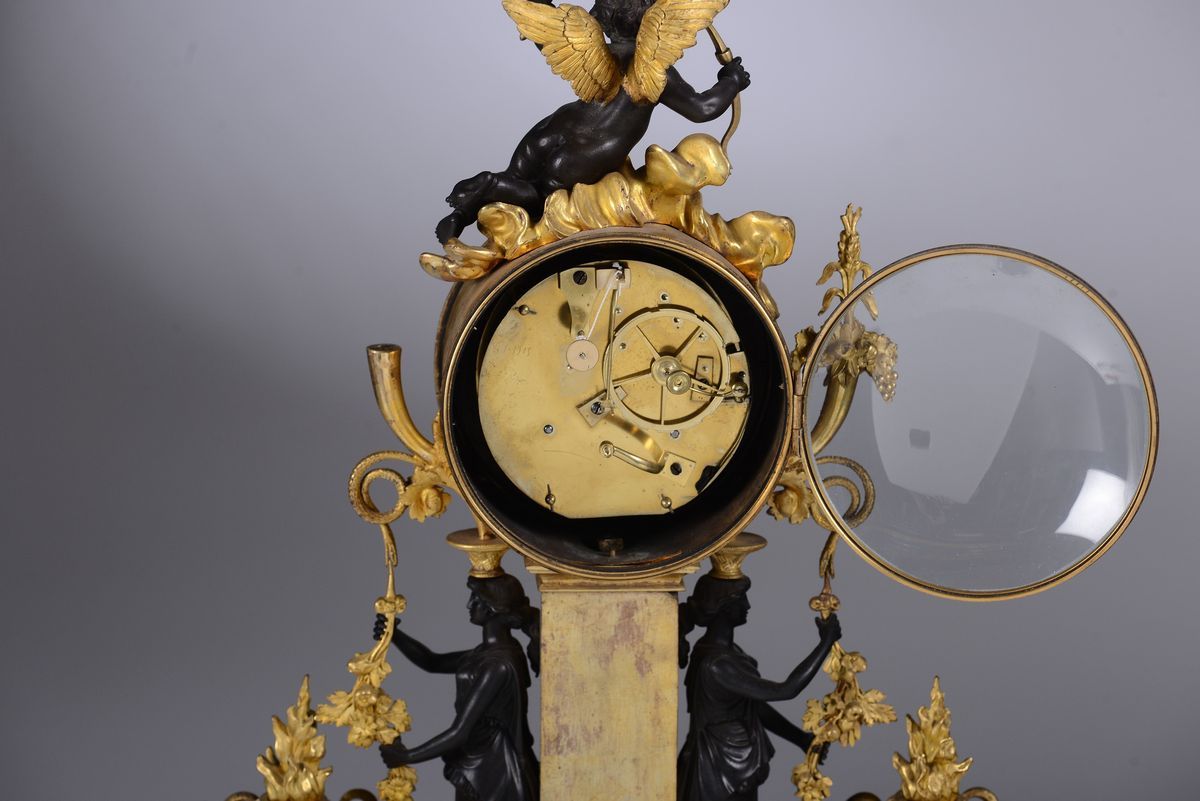 Pendola da Tavola in Bronzo Dorato, Philippe Thomire, Francia, XVIII-XIX Secolo