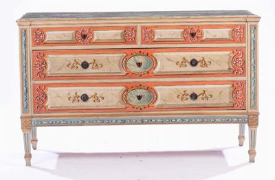 Coppia di Cassettoni in Legno Laccato a Finto Marmo