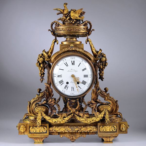 A Napoleon III table clock, Musy father and son, Turin, 19th century