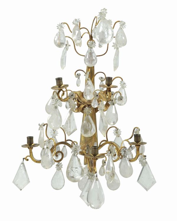 Coppia di appliques in cristallo di Rocca, Francia XIX secolo