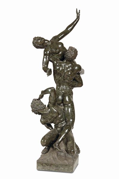 Scultura in Marmo Serpentino Raffigurante Ratto delle Sabine, Roma XIX Secolo