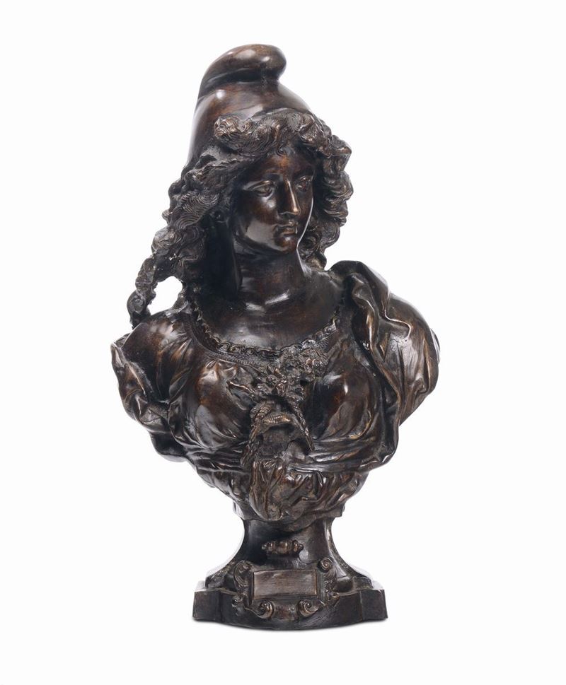 Busto in bronzo scuro raffigurante Popolana, Francia, XIX secolo  - Asta Asta a Tempo Antiquariato - II - Cambi Casa d'Aste