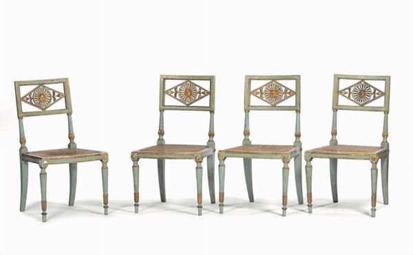 Lotto di quattro sedie e due poltrone, Lucca, fine del XVIII secolo