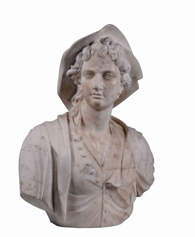 Giovane Contadino, Busto in Marmo Bianco, Scultore Barocco Attivo in Veneto nel XVII Secolo