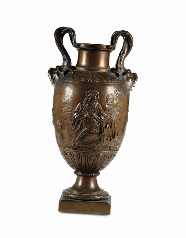 Vaso biansato in bronzo, Francia XIX Secolo