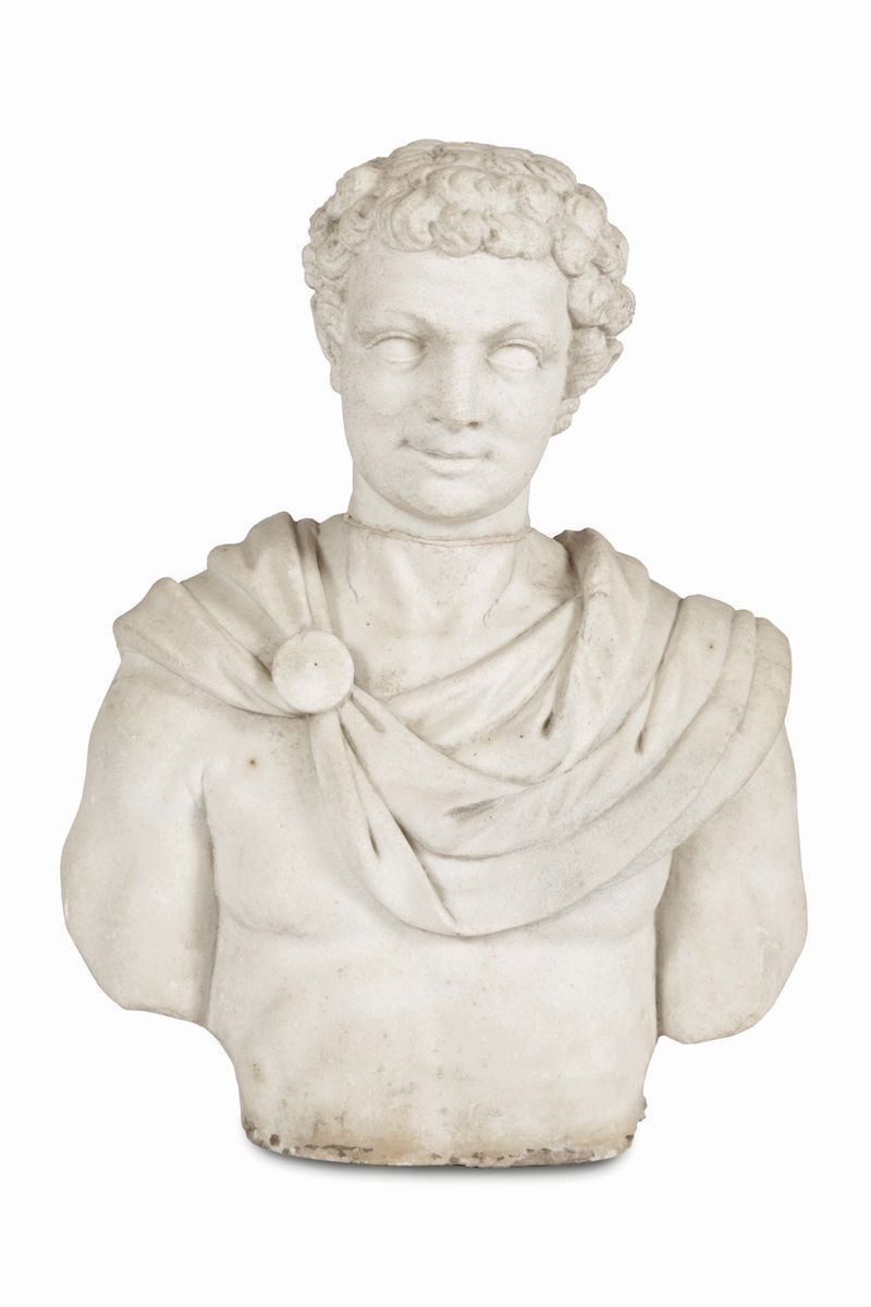 Busto di giovane imperatore in marmo bianco, XIX secolo  - Asta Antiquariato - Cambi Casa d'Aste