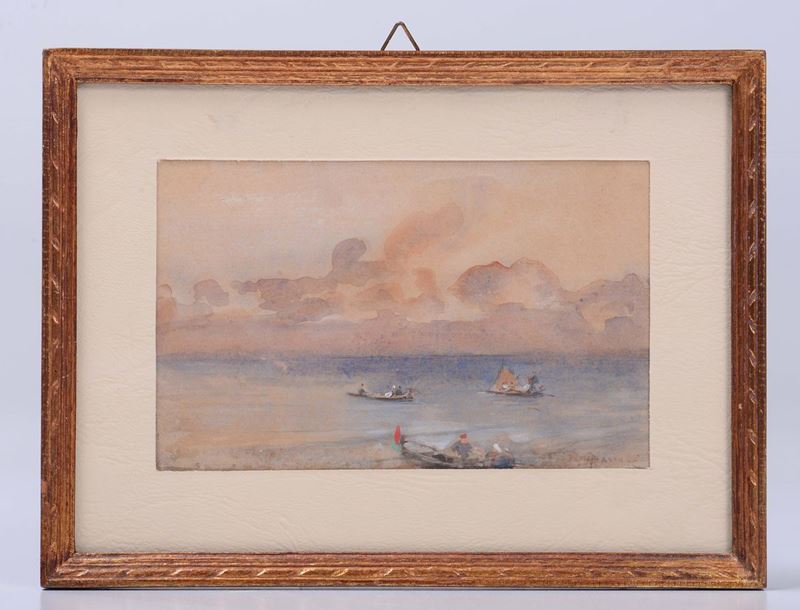 Anonimo del XIX secolo Veduta con imbarcazioni  - Auction Asta a Tempo Antiquariato - II - Cambi Casa d'Aste