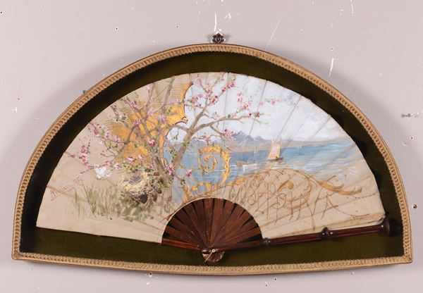 Ventaglio dipinto con paesaggio, XX secolo