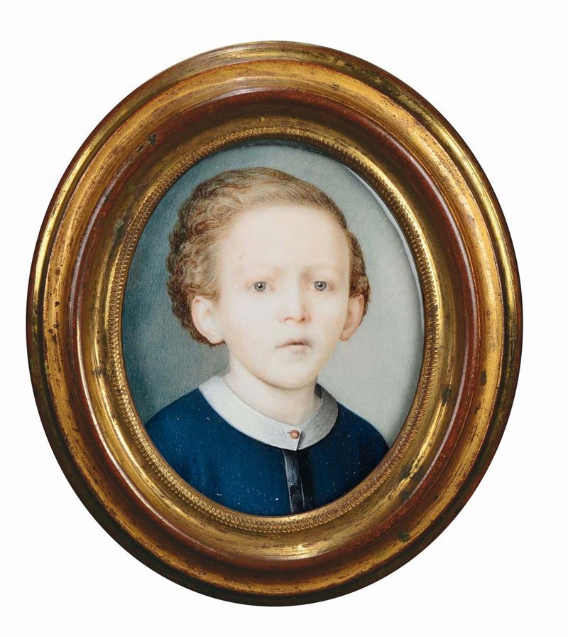Miniatore italiano della prima metà del XIX secolo Ritratto di bambino  - Asta Antiquariato - Cambi Casa d'Aste
