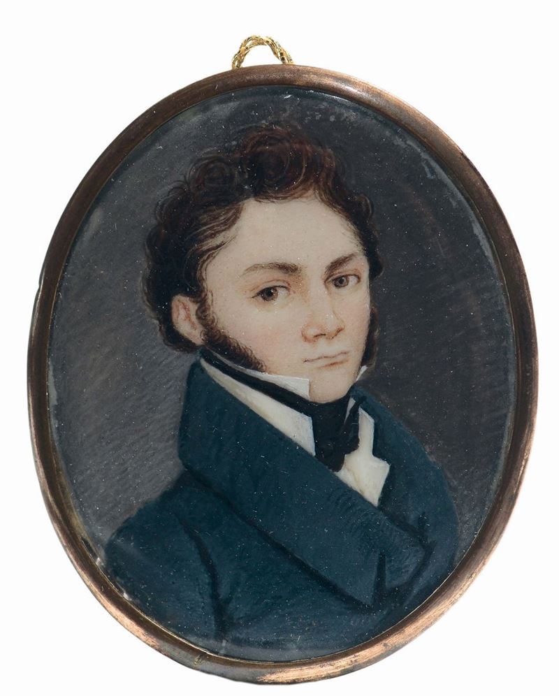 Miniatore italiano dell'inizio del XIX secolo Ritratto di Gentiluomo  - Asta Antiquariato - Cambi Casa d'Aste