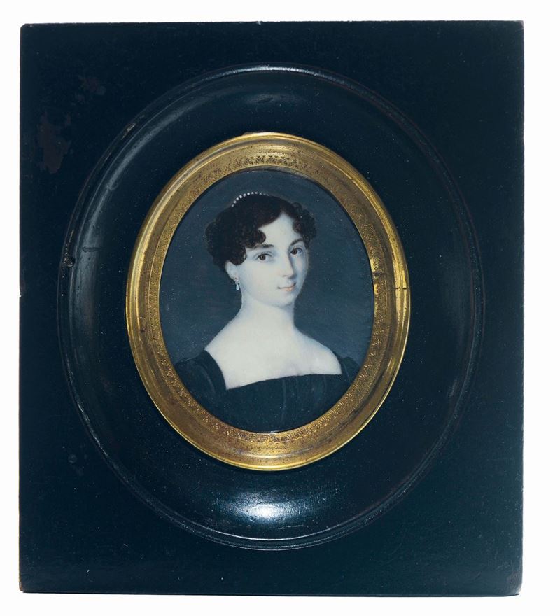 Miniatore italiano dell'inizio del XIX secolo Ritratto di Gentildonna  - Auction Fine Art - Cambi Casa d'Aste