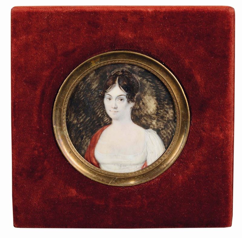 Miniatore italiano dell'inizio del XIX secolo Ritratto di Gentildonna  - Asta Antiquariato - Cambi Casa d'Aste