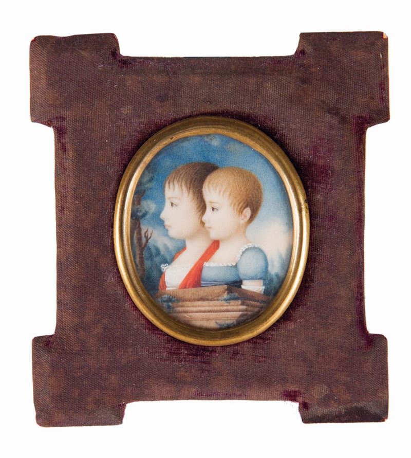 Minaitore neoclassico della fine del XVIII secolo Ritratto di due sorelle  - Asta Antiquariato - Cambi Casa d'Aste
