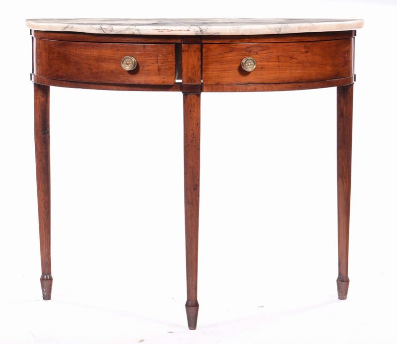 Console demilune in stile Luigi XVI, XIX secolo  - Asta Antiquariato - Cambi Casa d'Aste