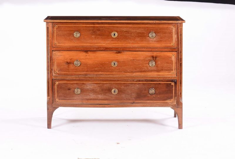 Cassettone genovese in noce lastronato ed intarsiato, XIX secolo  - Auction Fine Art - Cambi Casa d'Aste