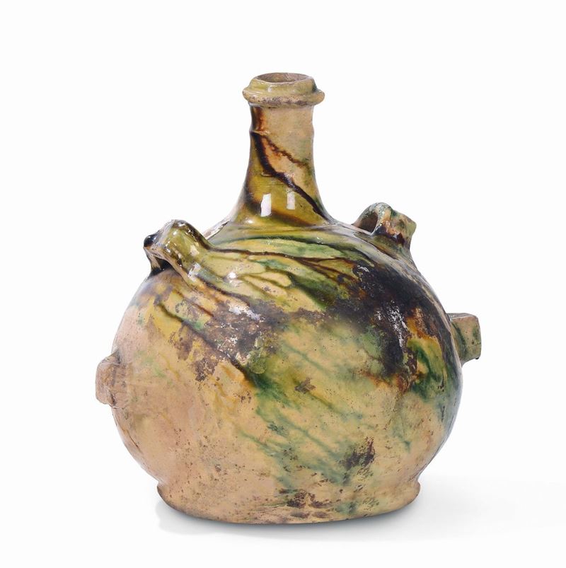 An Italian flask, Emilian area, 17th century  - Auction Majolica and porcelain from the 16th to the 19th century - Cambi Casa d'Aste