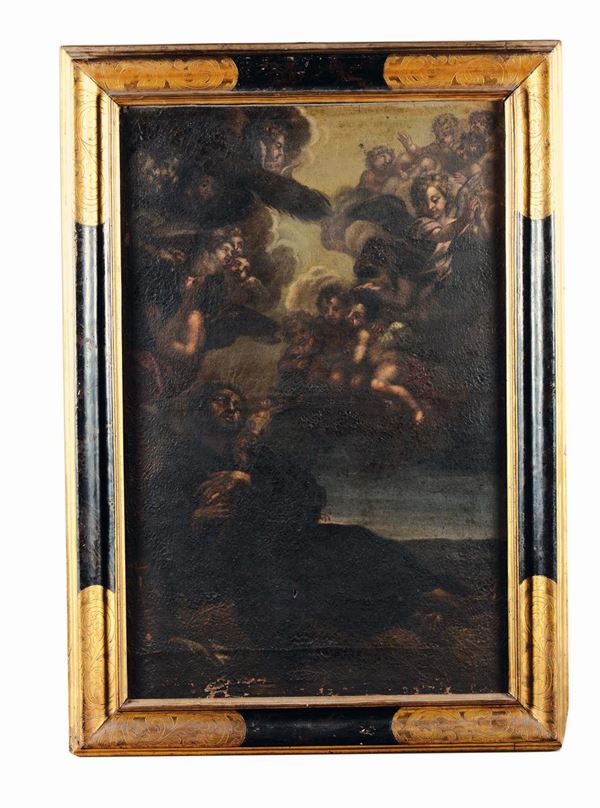 Scuola Marchigiana del XVII secolo Estasi di San Francesco con tripudio di Angeli