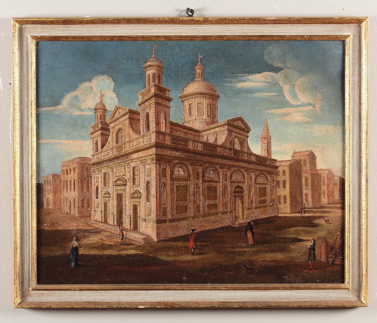 Scuola del XVIII Secolocoppia di Dipinti con Vedute di Palazzi