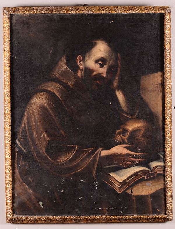 Scuola Marchigiana del XVII secolo San Francesco in meditazione