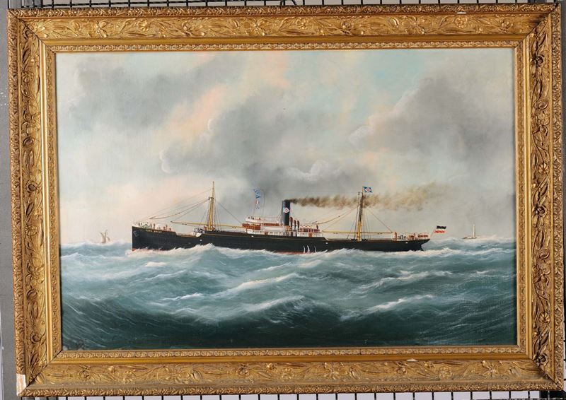 Marie-Edouard Adam (1847-1929) Ritratto del piroscafo Erna Bolat in navigazione  - Auction Maritime Art and Scientific Instruments - Cambi Casa d'Aste