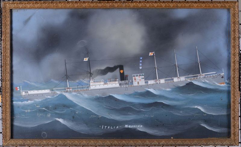 Scuola Inglese del XX secolo Ritratto di piroscafo  - Auction Maritime Art and Scientific Instruments - Cambi Casa d'Aste