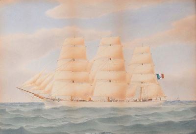 Scuola Italiana della Fine del XIX Secoloritratto del Brigantino Stella del Mare di Genova