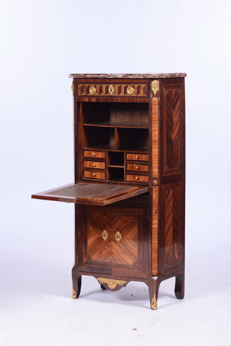 Secretaire Luigi XVI Lastronato in Bois De Rose, Seconda Metà del XVIII Secolo