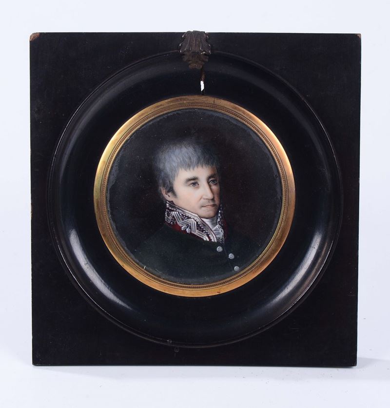 Miniatura su avorio di gentiluomo, XIX secolo  - Auction Fine Art - Cambi Casa d'Aste