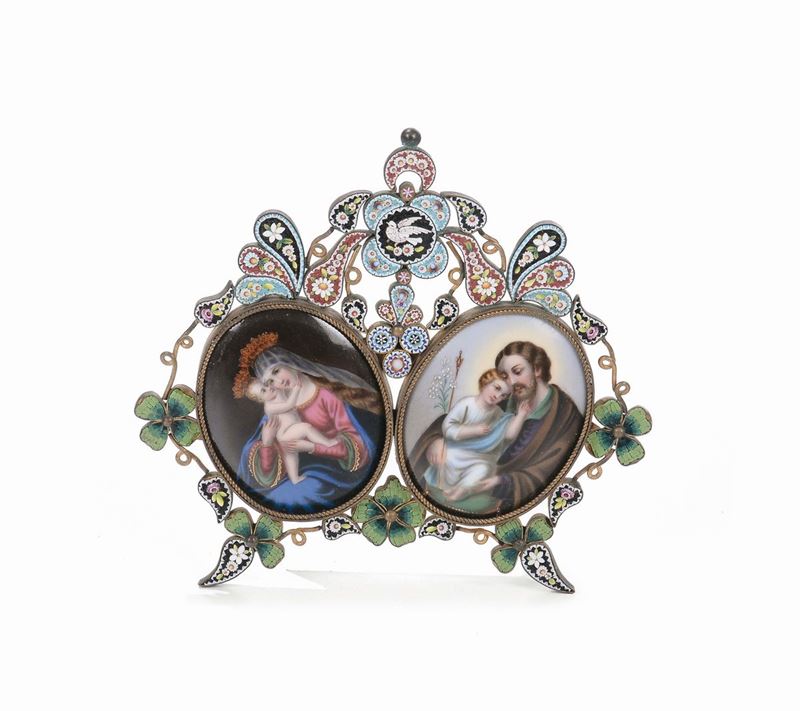 Piccola cornice a micromosaico con placche in porcellana  - Auction Fine Art - Cambi Casa d'Aste