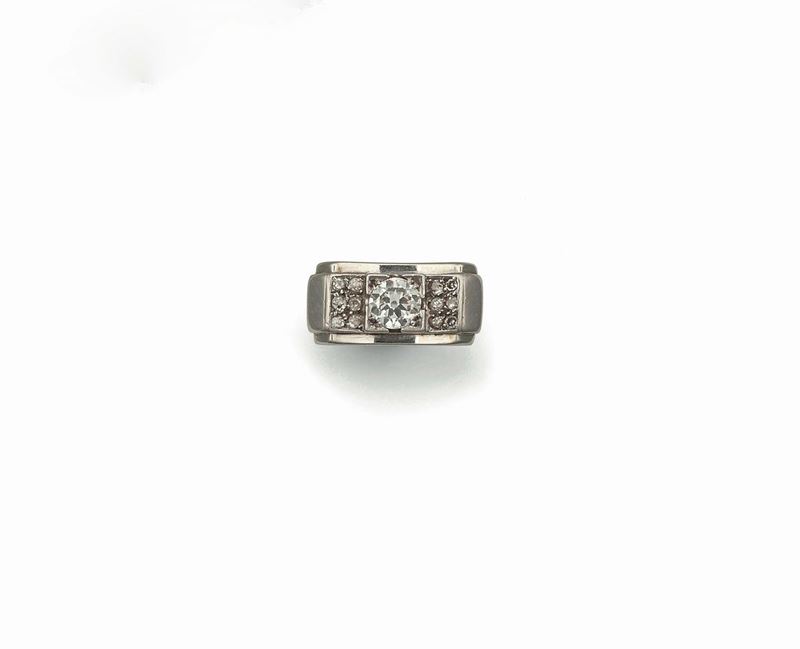 Anello da mignolo con diamante centrale di vecchio taglio di ct 0,60 circa  - Asta Fine Jewels - Cambi Casa d'Aste