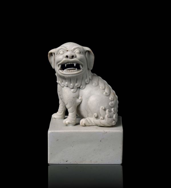 A rare biscuit seal with Pho dog, China, Qing Dynasty, 18th century