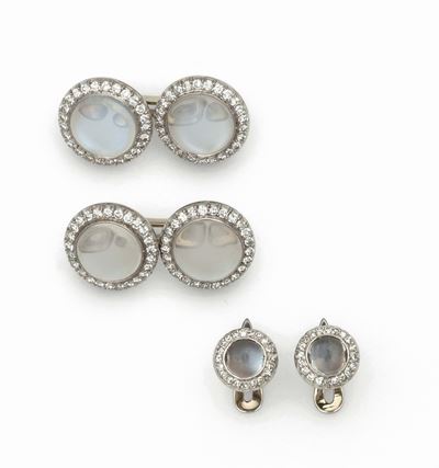 Set di Bottoni da Polso e da Sparato con Diamanti e Clair De Lune