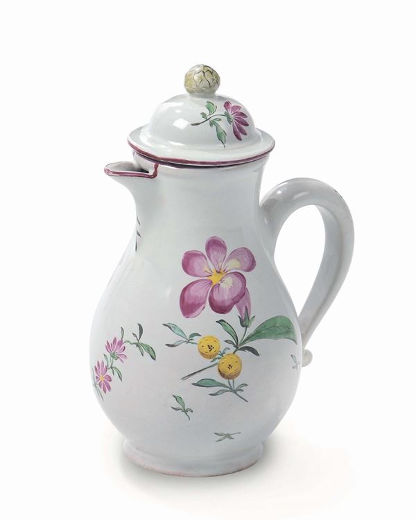 A maiolica coffee pot, workshop from the second half of the 18th century
